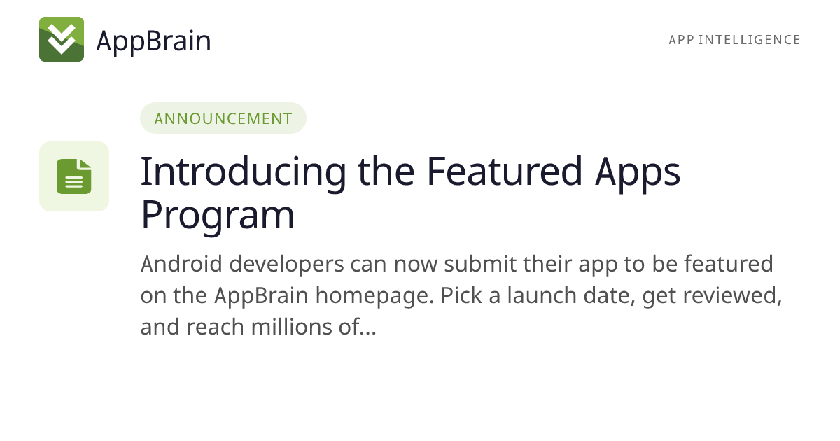 Introducing the Featured Apps Program — AppBrain Blog